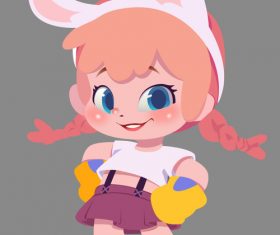 Cartoon animated little girl vector