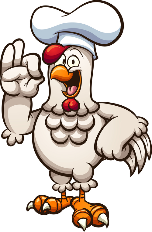 Cartoon chicken chef vector illustration