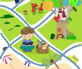 Cartoon city map illustration vector