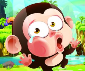Cartoon crying monkey vector