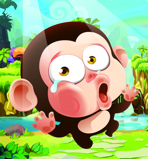 Cartoon crying monkey vector