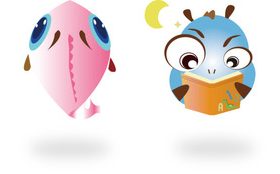 Cartoon cute animal fish vector pattern