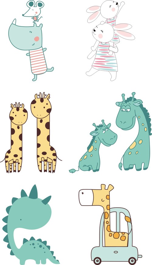 Cartoon cute animal material vector