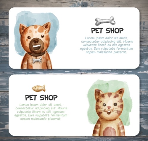 Cartoon hand drawn pet shop promotional card banner vector