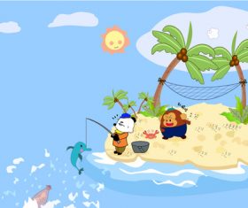 Cartoon illustration fishing vector