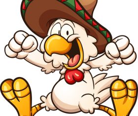 Cartoon mexican chicken vector illustration