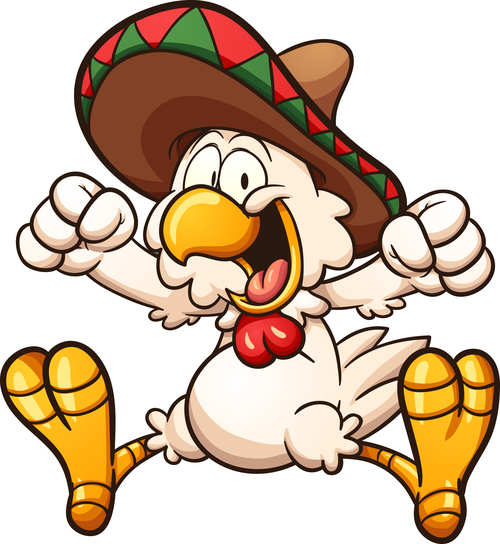 Cartoon mexican chicken vector illustration