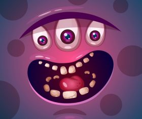 Cartoon monster face background vector 01