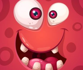 Cartoon monster face background vector 05