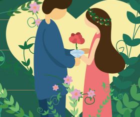 Cartoon wedding invitation vector material