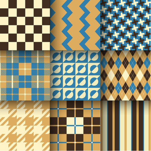 Checkered seamless pattern design vectors set 03