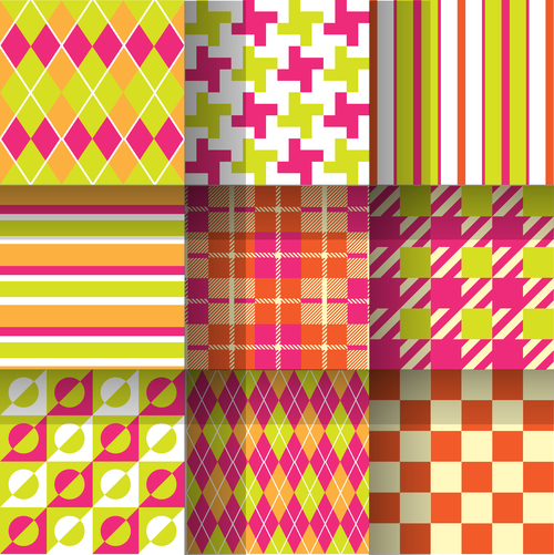 Checkered seamless pattern design vectors set 04
