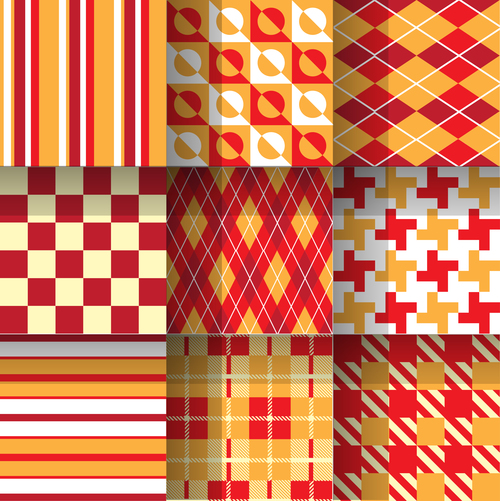 Checkered seamless pattern design vectors set 07