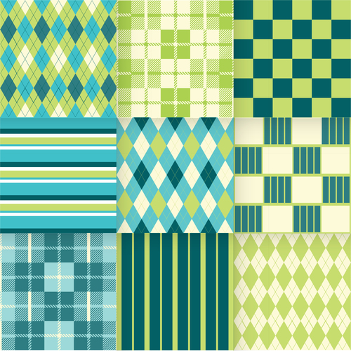 Checkered seamless pattern design vectors set 09