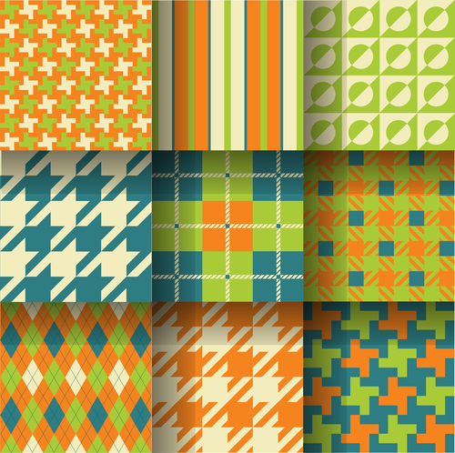 Checkered seamless pattern design vectors set 11