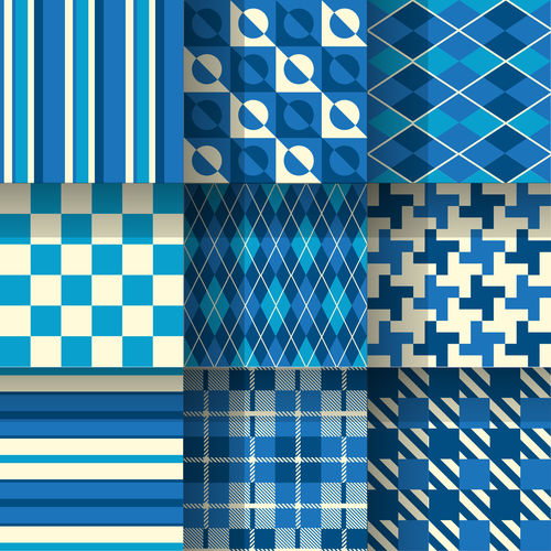 Checkered seamless pattern design vectors set 15