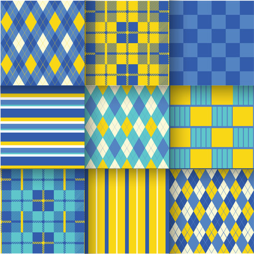 Checkered seamless pattern design vectors set 19