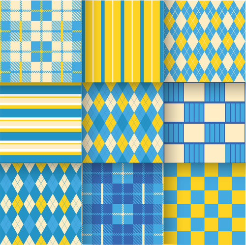 Checkered seamless pattern design vectors set 20