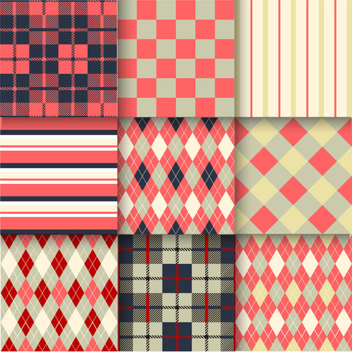 Checkered seamless pattern design vectors set 21