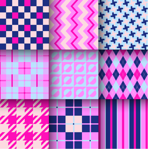 Checkered seamless pattern design vectors set 24