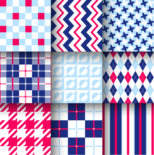 Checkered seamless pattern design vectors set 25