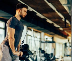 Chest movement of young man Stock Photo 02