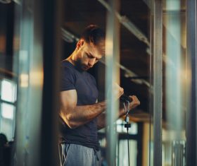 Chest movement of young man Stock Photo 03