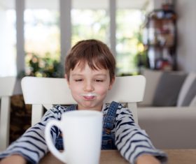 Child drink milk Stock Photo 02