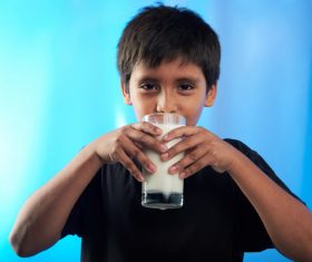 Child drink milk Stock Photo 06