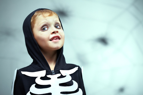 Children dressed as Halloween ghosts Stock Photo 03