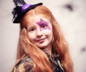 Children dressed as Halloween witches Stock Photo 02
