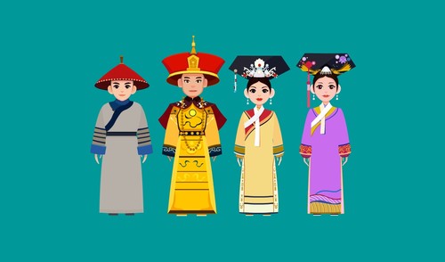 China Qing Dynasty costume figure material vector