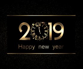 Clock with 2019 new year design vectors