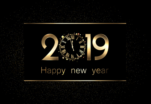 Clock with 2019 new year design vectors
