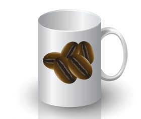 Coffee bean with white cup vector