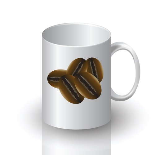 Coffee bean with white cup vector