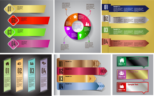 Colored banners with option infographic vector