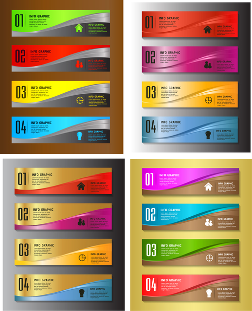 Colored business banners with number vector 01