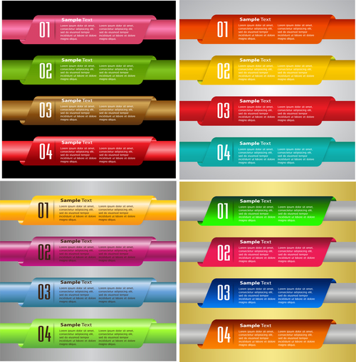 Colored business banners with number vector 02