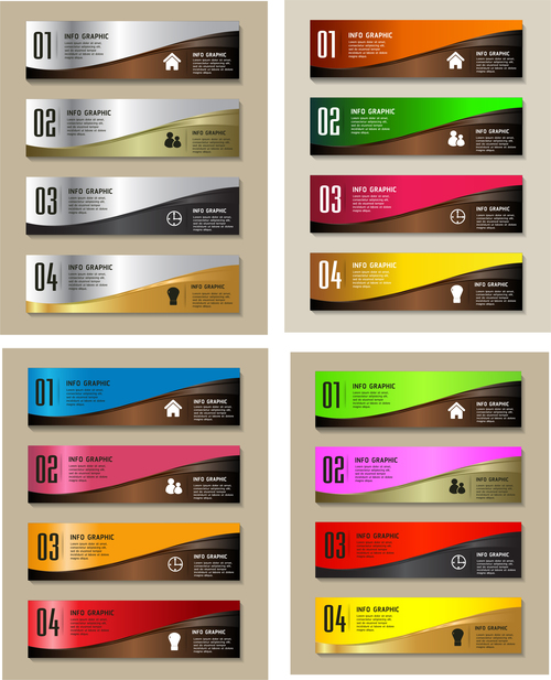 Colored business banners with number vector 03