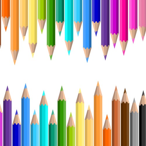 Colored pencils background vector material 09