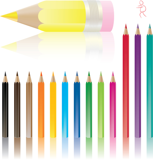 Colored pencils background vector material 11