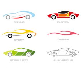 Colorful fashion sports car logo design vector
