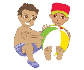 Colorful hand drawn boy playing vector