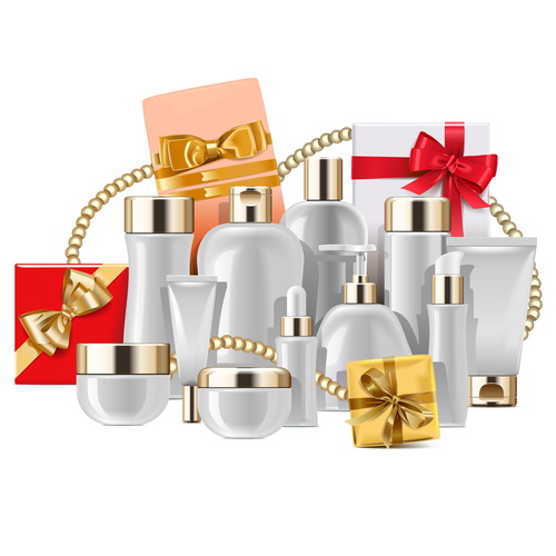 Cosmetic Packaging with Gifts vectors