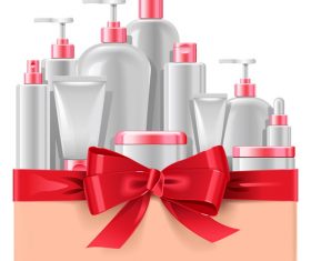 Cosmetic Packaging with Red Bow vectors