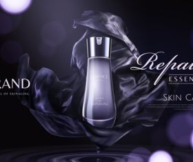 Cosmetics advertisements purple poster template vector 01