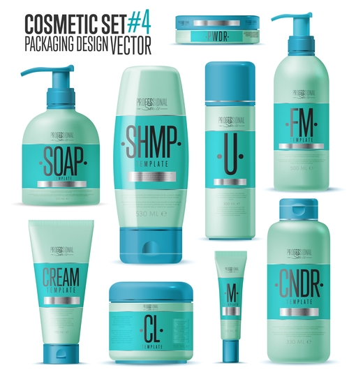 Cosmetics packaging design vector set