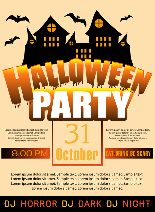 Creative halloween party flyer template vectors material 01