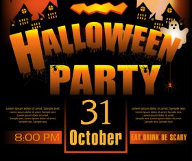 Creative halloween party flyer template vectors material 03